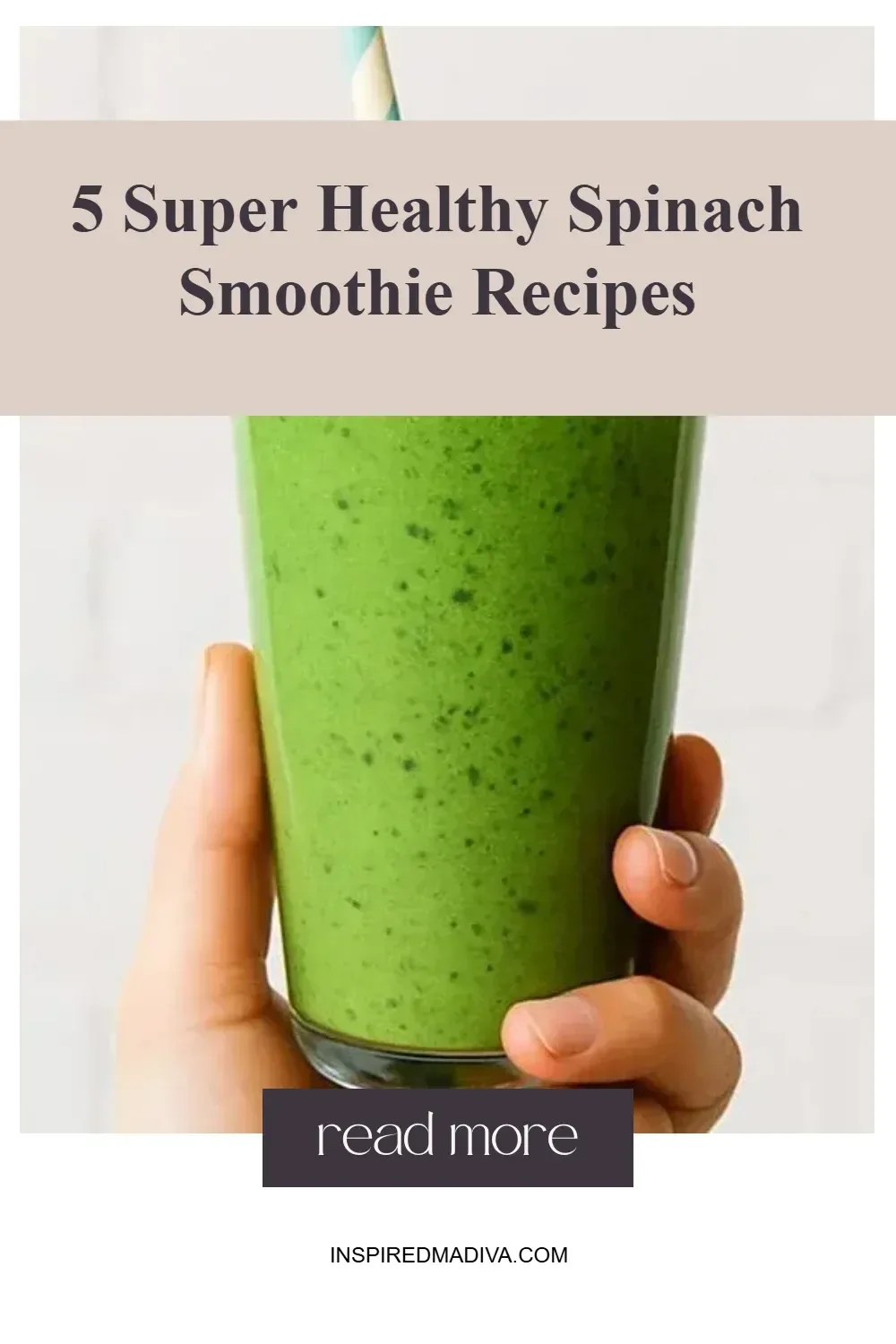 Delicious spinach smoothie served in a glass with fresh ingredients