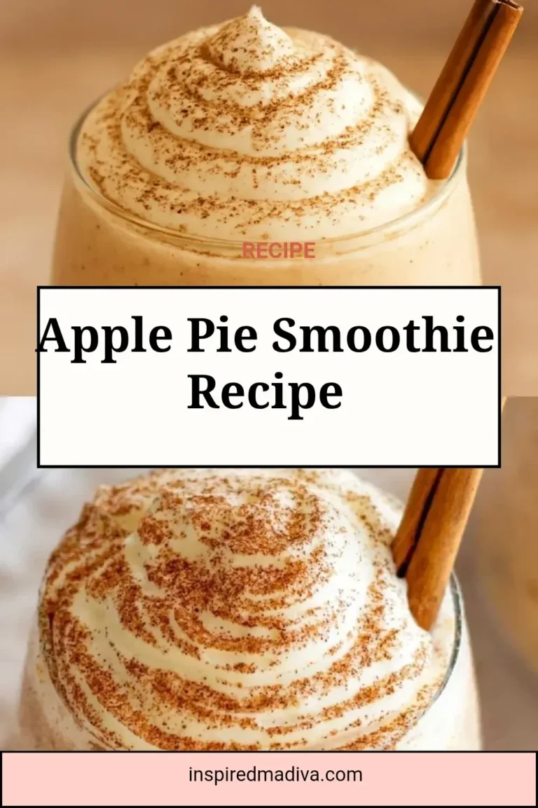 Delicious apple pie smoothie in a glass with apple slices and cinnamon