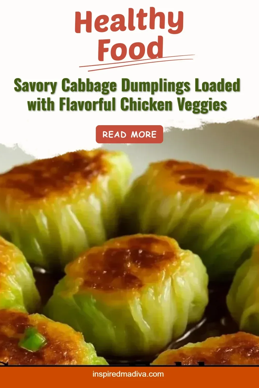Savory cabbage dumplings filled with chicken and vegetables on a plate.