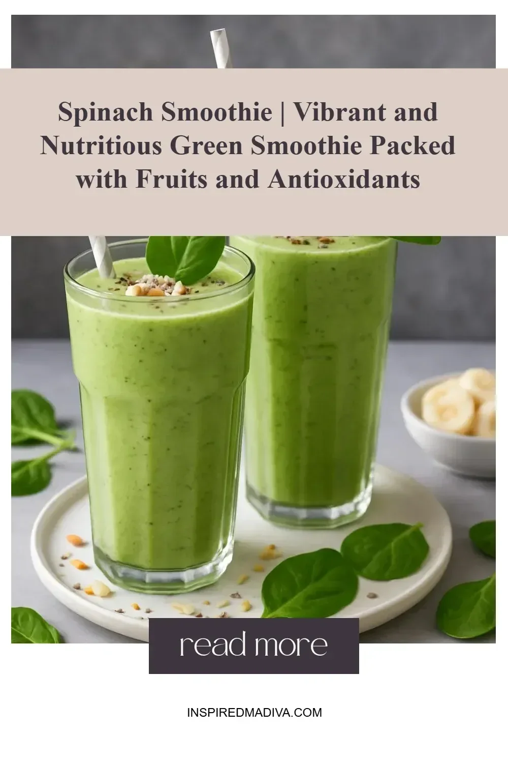 Healthy spinach smoothie with fruits and antioxidants in a glass