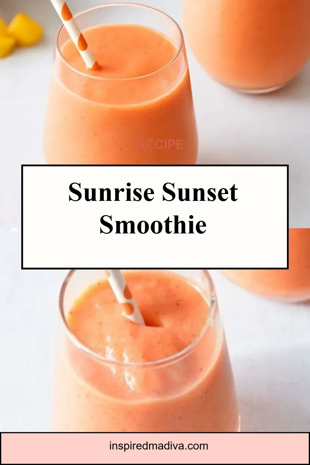 Delicious Sunrise Sunset Smoothie made with fresh fruits and vibrant colors