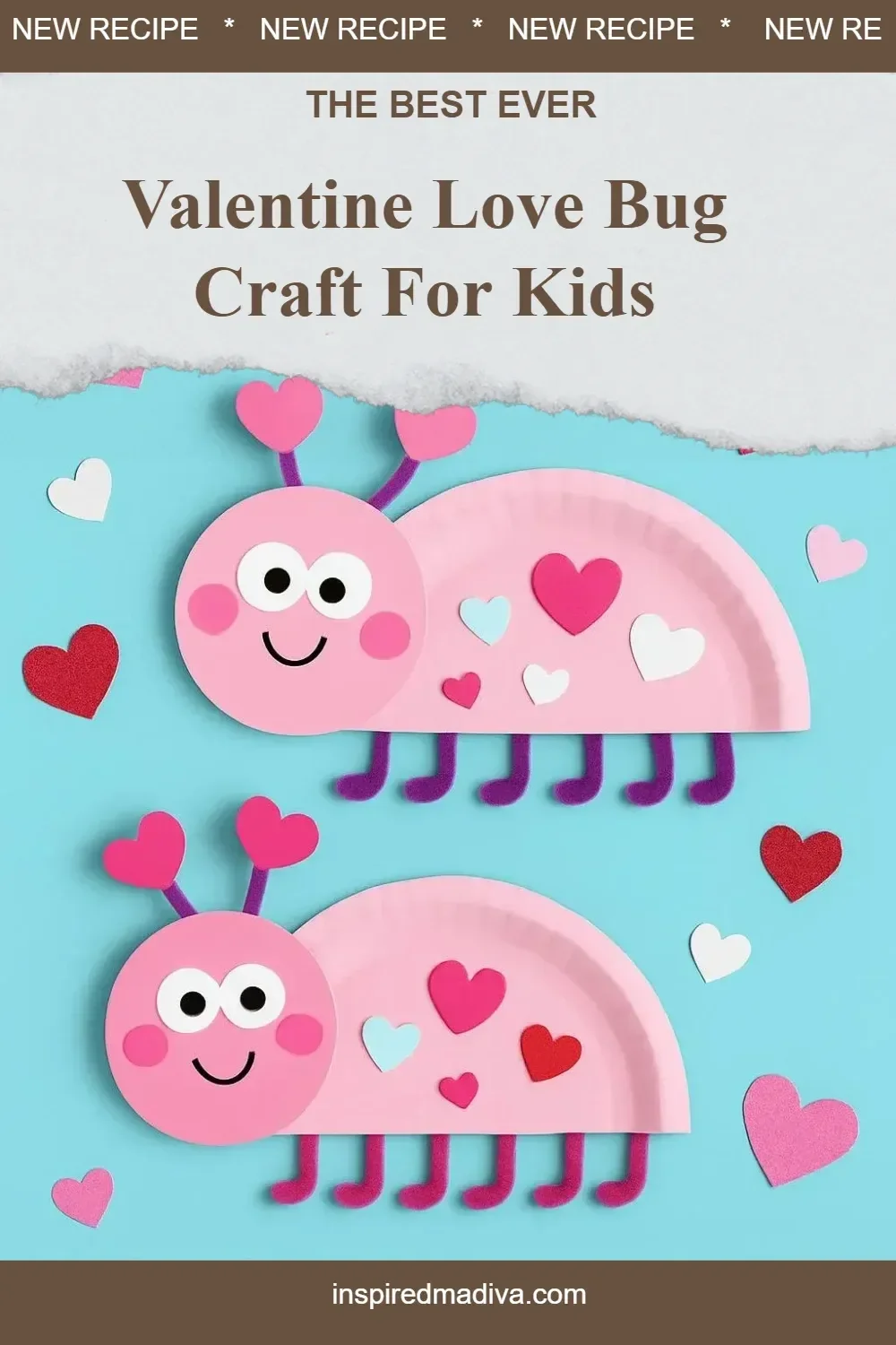 Kids crafting a Valentine Love Bug using colorful materials for Valentine's Day.