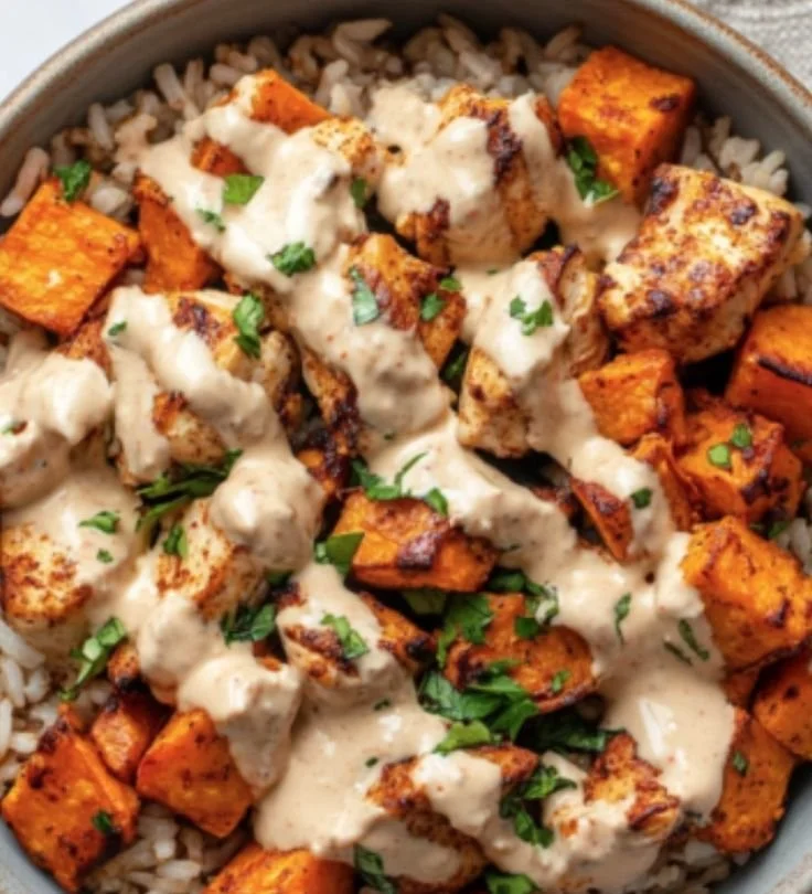 Healthy Chicken & Sweet Potato Rice Bowl
