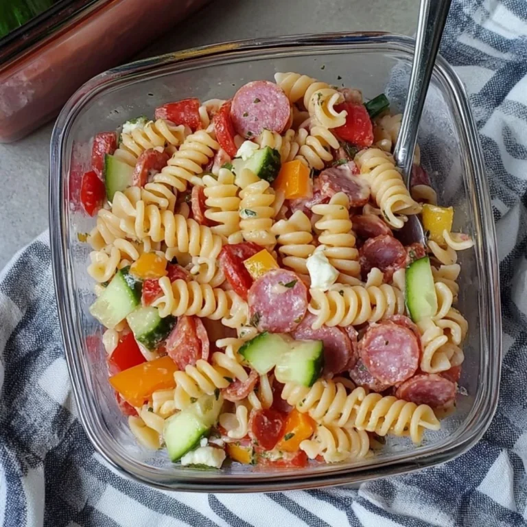 High Protein Italian Pasta Salad featuring colorful vegetables and nutritious pasta
