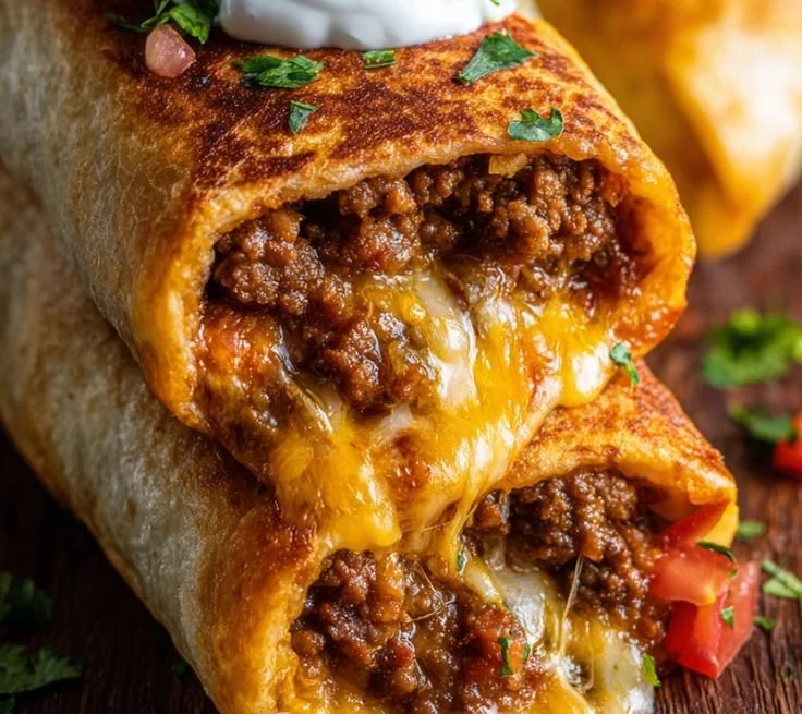 Beef and Cheese Chimichangas