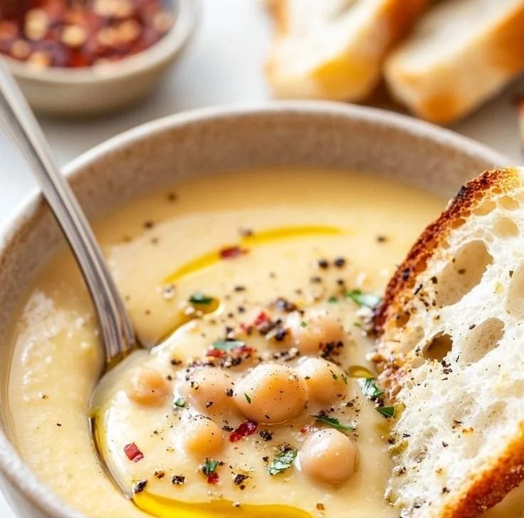 Creamy Garlic Chickpea Soup