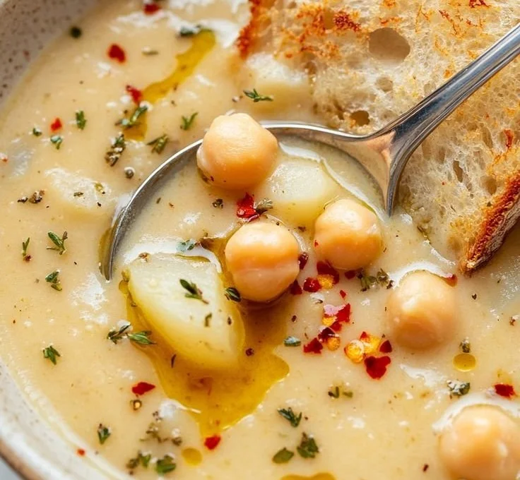 Creamy Garlic Chickpea Soup