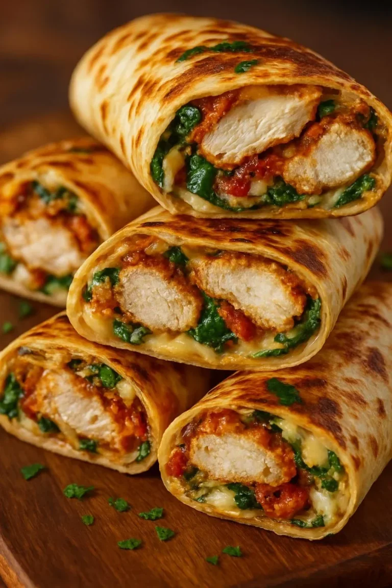 Delicious crunchy air fryer chicken wraps with mozzarella cheese