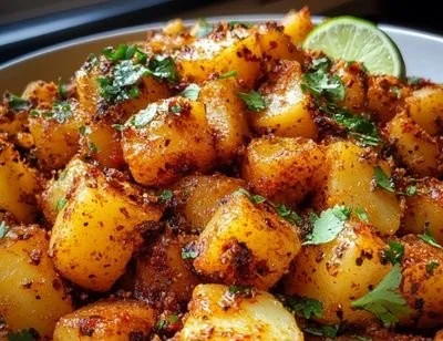 Delicious Mexican-style street potatoes garnished with toppings