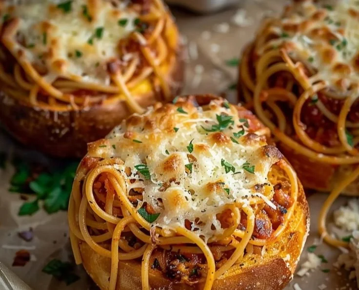 Easy Spaghetti Garlic Bread Bowls | Fast Dinner Recipe