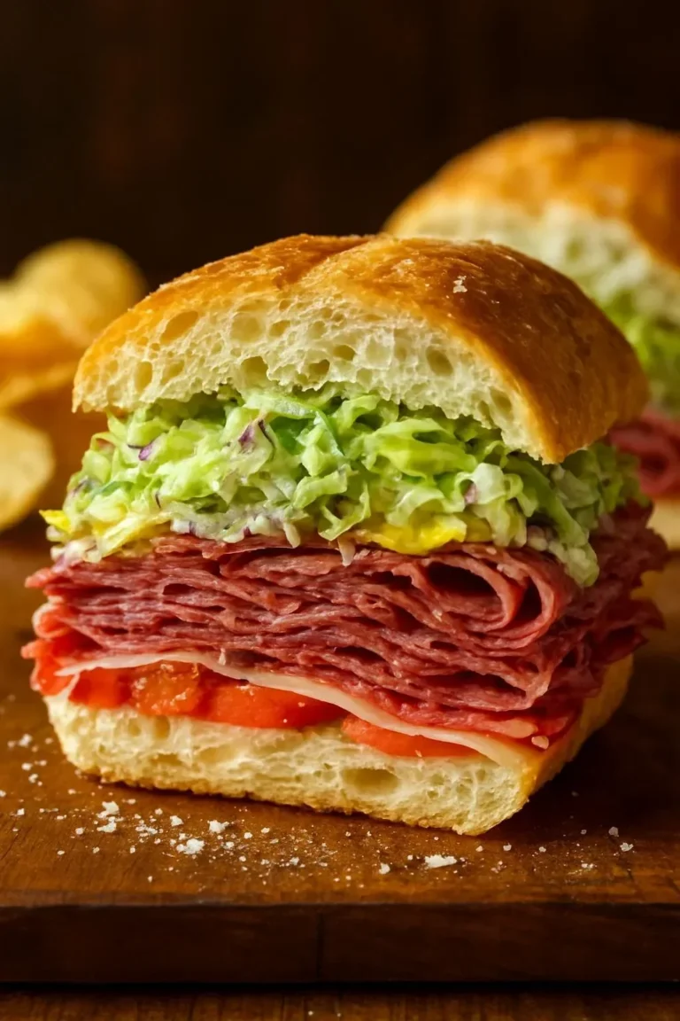 Italian Grinder Salad Sandwich on a plate with fresh ingredients