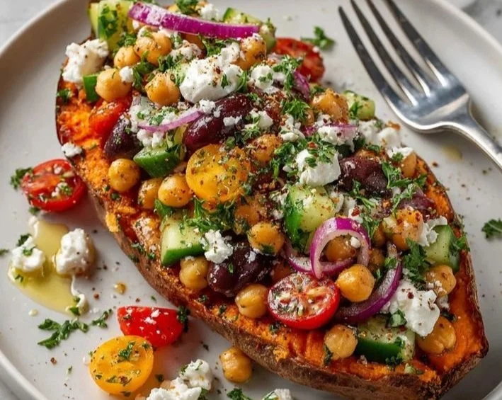 Mediterranean Stuffed Sweet Potatoes