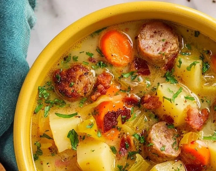 Satisfying German Potato Soup with Sausage - theamazingfood