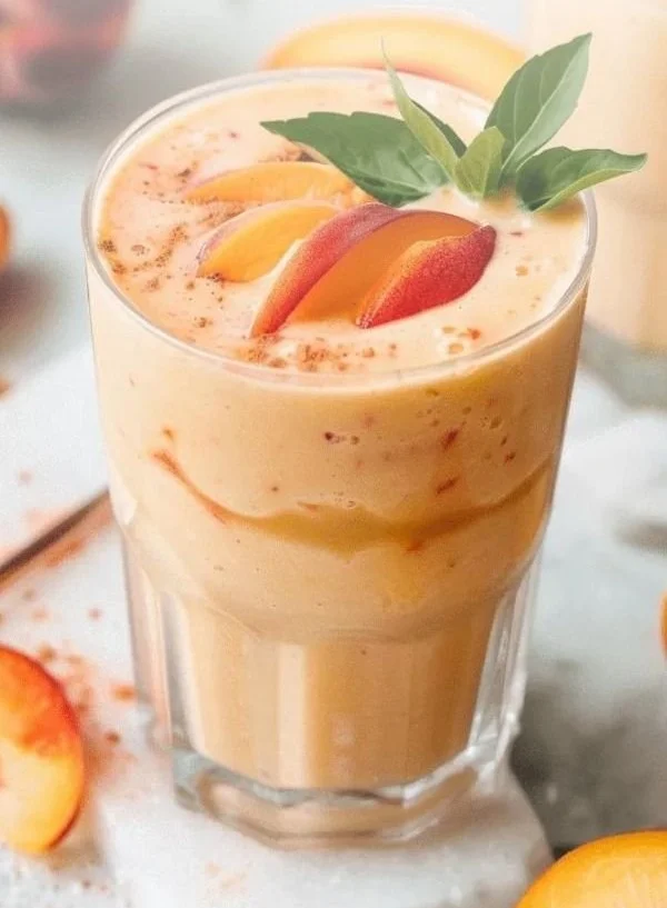 This is the most DELICIOUS Peach Smoothie recipe!