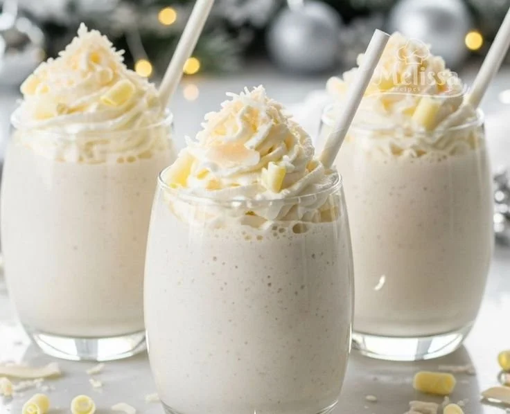 Delicious Winter Wonderland Smoothie in festive glass with whipped cream and sprinkles
