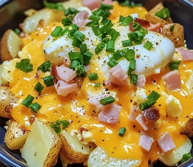 Cheesy Potato Egg Scramble