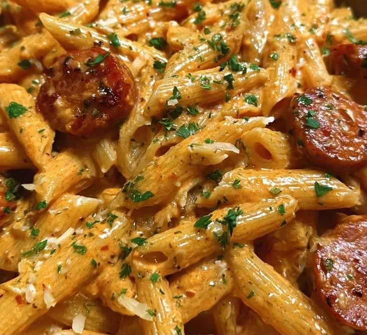 Creamy Spicy Cajun Sausage Pasta Quick Weeknight Dinner Idea