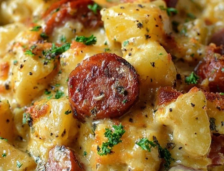Kielbasa Sausage Cheesy Potato Casserole