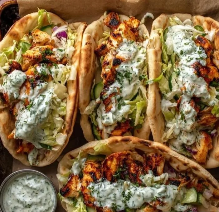 Sheet Pan Chicken Pitas with Herby Ranch served on a plate