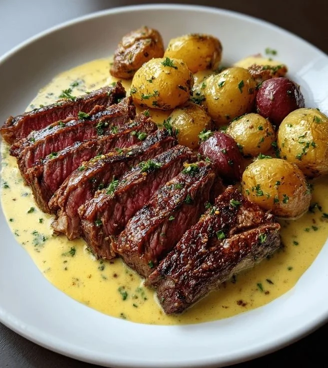 Slow Cooker Cowboy Butter Steak &amp; Potatoes
